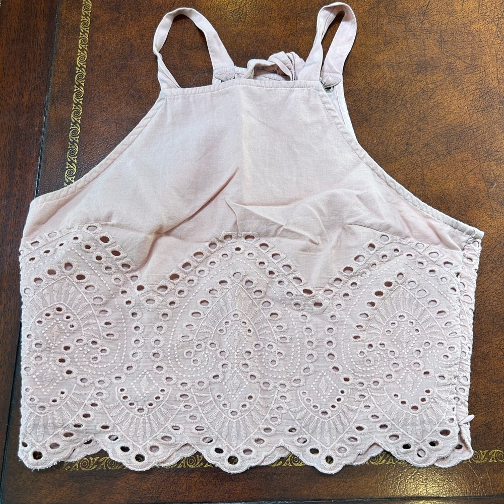 Abercrombie & Fitch White Embellished Crop Tank Top